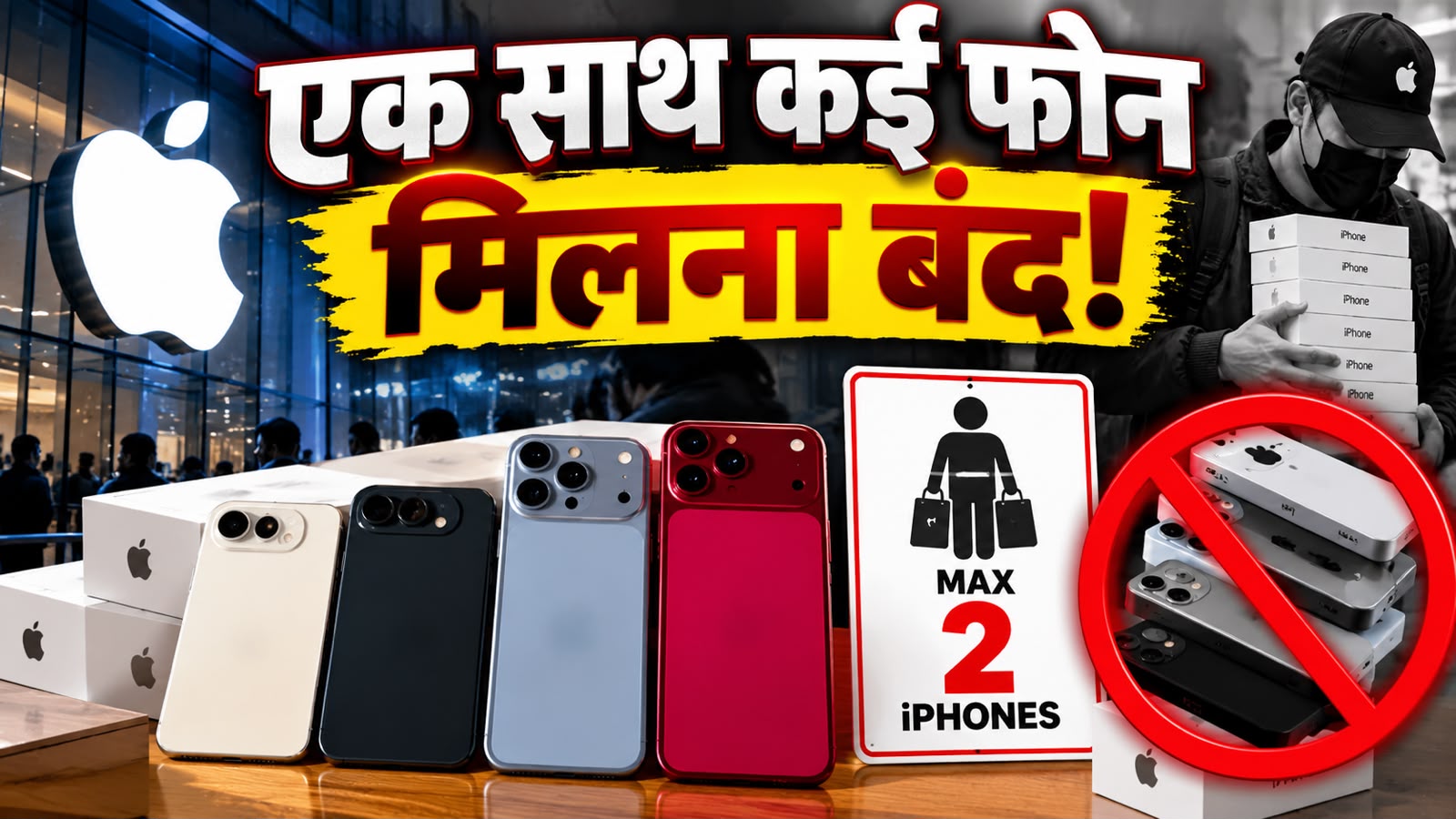 आईफोन की कालाबाजारी पर Apple की स्ट्राइक! अब एक बंदा नहीं खरीद पाएगा 2 से ज्यादा आईफोन, जानिए नया नियम आईफोन की कालाबाजारी पर Apple की स्ट्राइक! अब एक बंदा नहीं खरीद पाएगा 2 से ज्यादा आईफोन, जानिए नया नियम