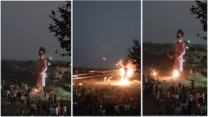 रावण दहन बना 'गोलमाल 3' का सीन: भीड़ की तरफ आने लगे पटाखे-रॉकेट, जान बचाकर भागे लोग; VIDEO वायरल