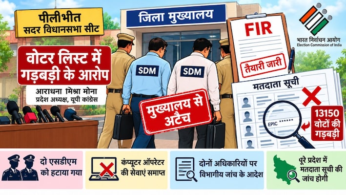 पीलीभीत में वोटर लिस्ट में गड़बड़ी पर एक्शन: हटाए गए सदर क्षेत्र के दो SDM, चुनाव आयोग का बड़ा फैसला