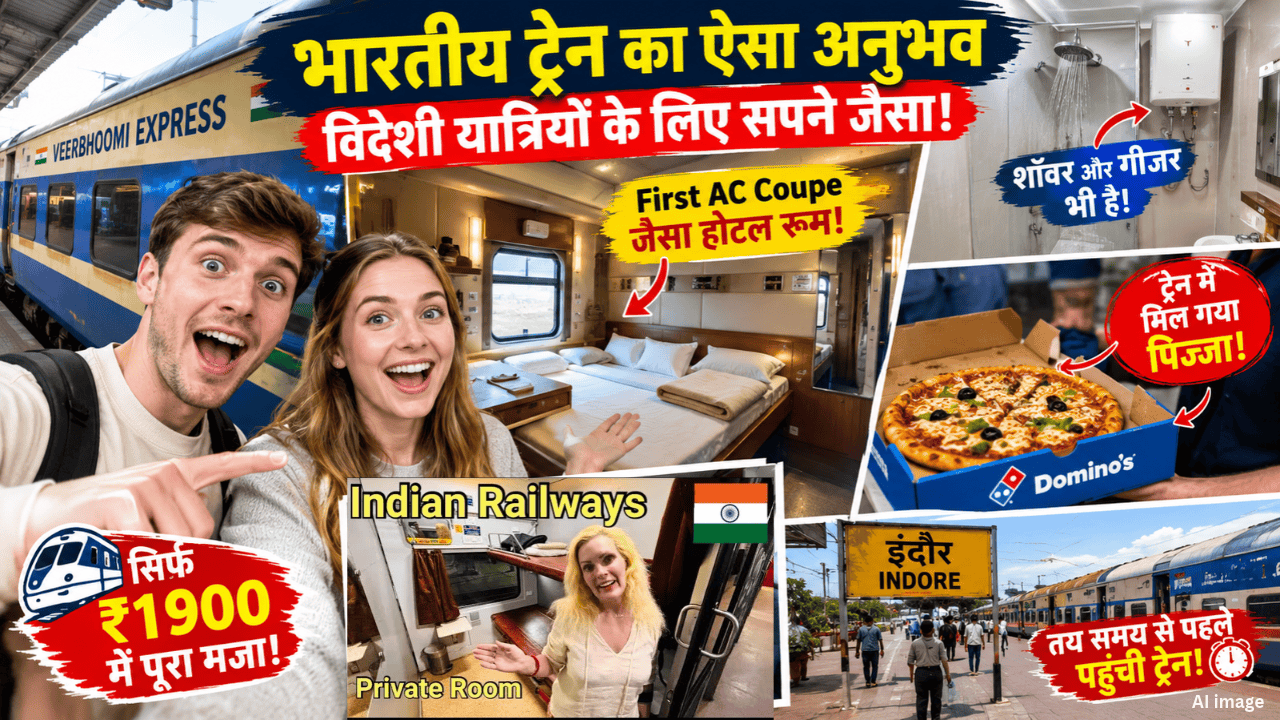 'होटल के कमरे से भी बड़ा है केबिन': भारतीय ट्रेन के फर्स्ट क्लास कूप में बैठा ब्रिटिश यूट्यूबर; बोला- काश यह सफर कभी न रुके 'होटल के कमरे से भी बड़ा है केबिन': भारतीय ट्रेन के फर्स्ट क्लास कूप में बैठा ब्रिटिश यूट्यूबर; बोला- काश यह सफर कभी न रुके