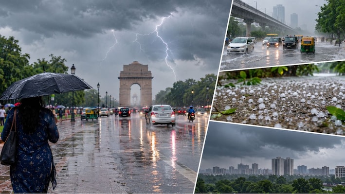 रातभर गरजे बादल, गिरे ओले! दिल्ली-NCR में बारिश से लौटी ठंडक, आज कैसा रहेगा मौसम?