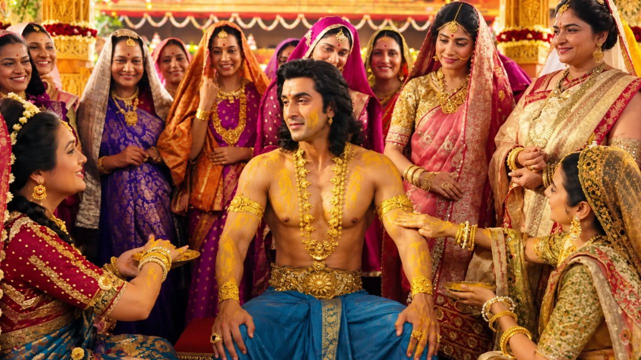'मंगल रंग' में रणबीर कपूर को हल्दी लगी या हुई चुमावन की रस्म? ‘रामायण’ के सीन को देख कंफ्यूज हुए लोग 'मंगल रंग' में रणबीर कपूर को हल्दी लगी या हुई चुमावन की रस्म? ‘रामायण’ के सीन को देख कंफ्यूज हुए लोग