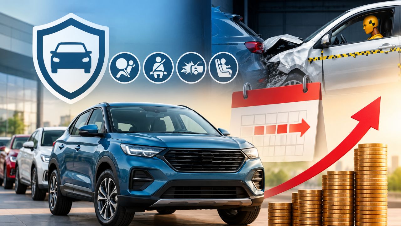 Car Price Hike: अब कार खरीदना पड़ेगा महंगा? नए सेफ्टी नियम बढ़ाएंगे कीमत; जानिए आपकी जेब पर कितना पड़ेगा असर? Car Price Hike: अब कार खरीदना पड़ेगा महंगा? नए सेफ्टी नियम बढ़ाएंगे कीमत; जानिए आपकी जेब पर कितना पड़ेगा असर?