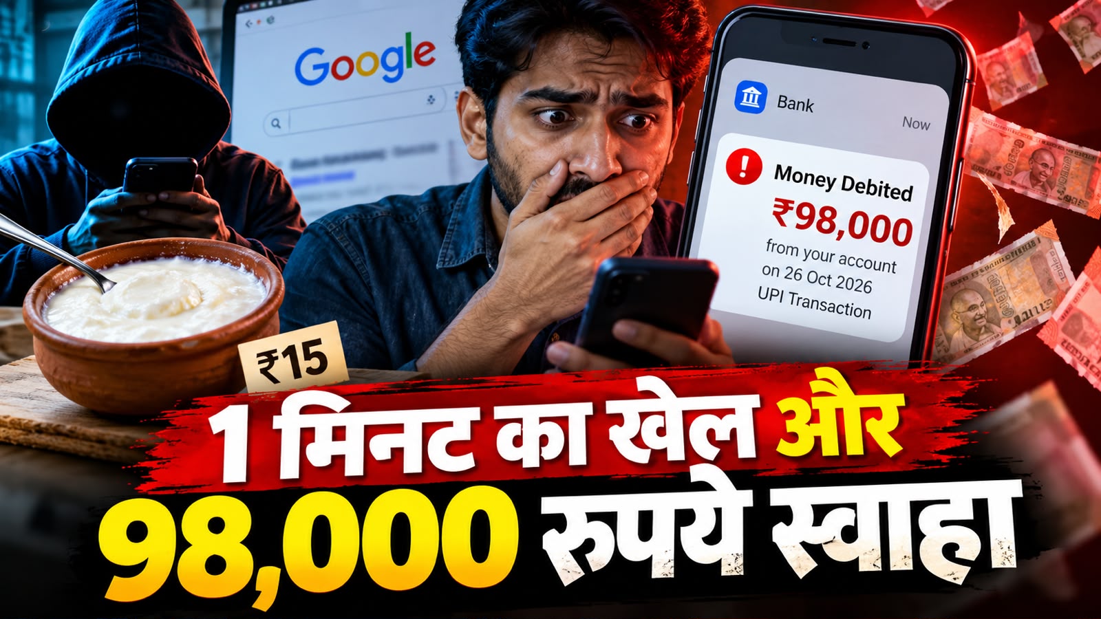 Refund Scam: सिर्फ ₹15 के दही पर 98 हजार का डाका! गूगल सर्च बना काल, 1 मिनट में हो गया अकाउंट साफ Refund Scam: सिर्फ ₹15 के दही पर 98 हजार का डाका! गूगल सर्च बना काल, 1 मिनट में हो गया अकाउंट साफ