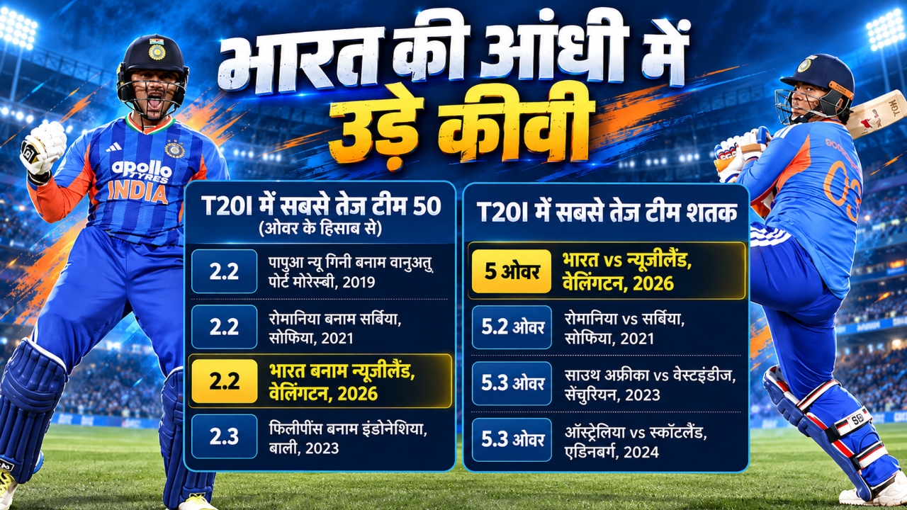 वेलिंगटन में आया तूफान: अभिषेक ने 35 गेंद पर ठोका शतक, वैभव सूर्यवंशी के साथ 43 गेंद पर जोड़े 133 रन, भारत सीरीज जीता वेलिंगटन में आया तूफान: अभिषेक ने 35 गेंद पर ठोका शतक, वैभव सूर्यवंशी के साथ 43 गेंद पर जोड़े 133 रन, भारत सीरीज जीता