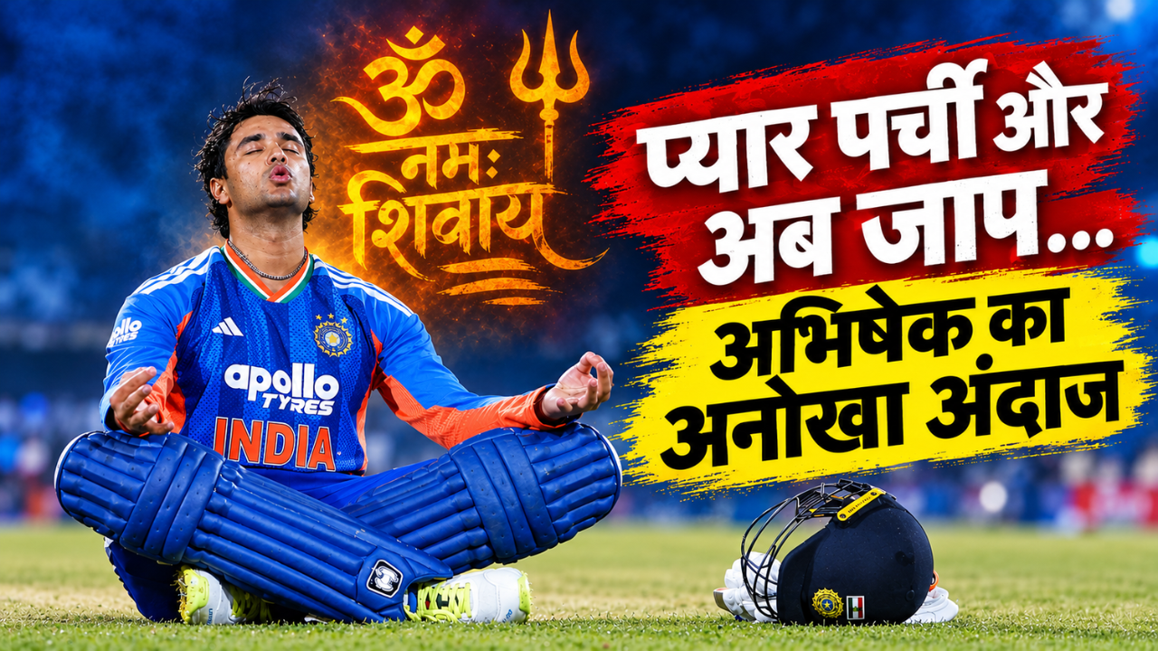 पहले L वाला साइन, फिर पर्ची और अब 'ओम नमः शिवाय' , अभिषेक शर्मा का अलग-अलग जश्न, क्या है कनेक्शन? पहले L वाला साइन, फिर पर्ची और अब 'ओम नमः शिवाय' , अभिषेक शर्मा का अलग-अलग जश्न, क्या है कनेक्शन?