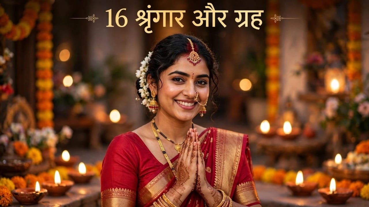 करवा चौथ पर पहन रही हैं चूड़ी और लगा रही हैं महावर? जान लें आपके 16 शृंगार का किन ग्रहों से है कनेक्शन! करवा चौथ पर पहन रही हैं चूड़ी और लगा रही हैं महावर? जान लें आपके 16 शृंगार का किन ग्रहों से है कनेक्शन!