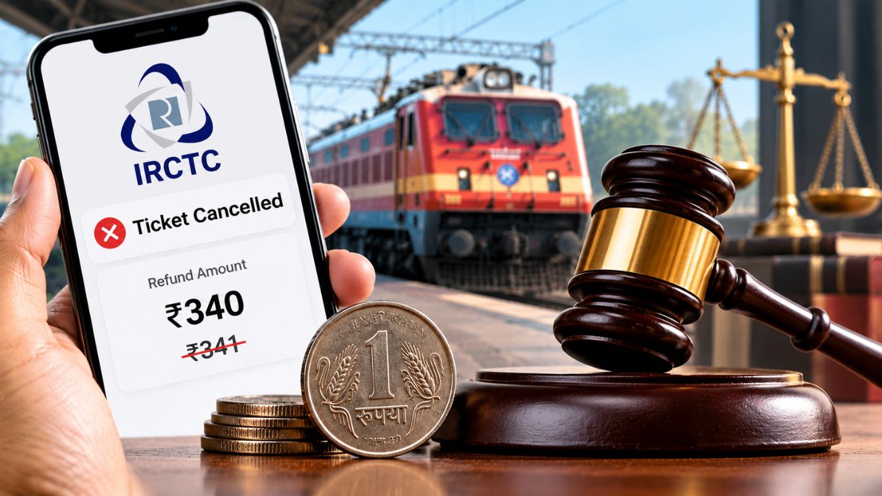IRCTC ने रिफंड में 1 रुपया कम लौटाया तो कन्ज्यूमर कोर्ट में यात्री ने की शिकायत, अब देना पड़ेगा कई गुना ज्यादा पैसा IRCTC ने रिफंड में 1 रुपया कम लौटाया तो कन्ज्यूमर कोर्ट में यात्री ने की शिकायत, अब देना पड़ेगा कई गुना ज्यादा पैसा