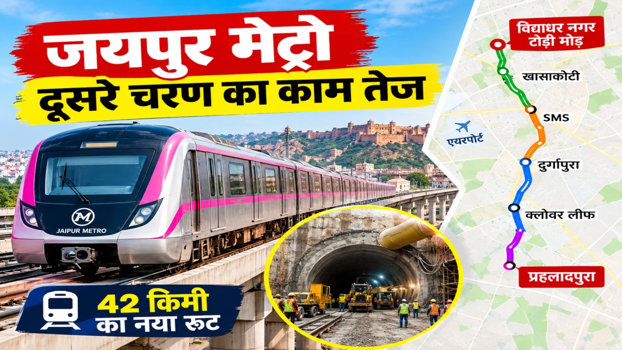 जयपुर मेट्रो फेज-2 को मिली रफ्तार: इन इलाकों से गुजरेगी मेट्रो, जानिए पूरा रूट जयपुर मेट्रो फेज-2 को मिली रफ्तार: इन इलाकों से गुजरेगी मेट्रो, जानिए पूरा रूट