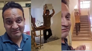 टावर में 4 लिफ्ट, फिर भी मजदूर को जाने की इजाजत नहीं: सिर पर भारी बोझ लेकर 21वीं मंजिल तक चढ़ने को मजबूर; VIDEO देख भड़के लोग