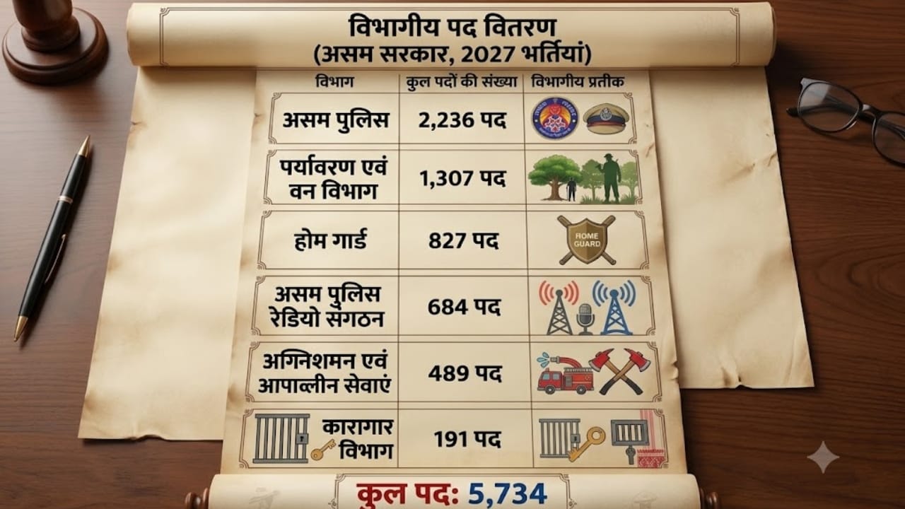 असम में कितने पदों पर नौकरी निकली है?